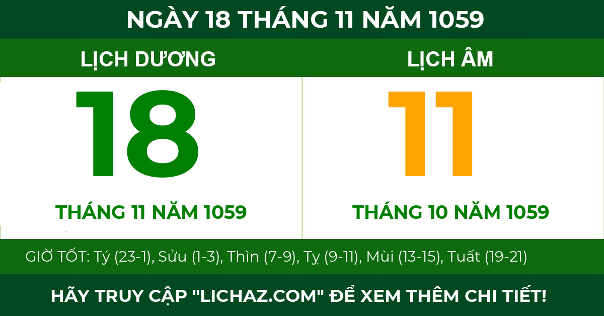 lịch âm ngày 18 tháng 11 năm 1059