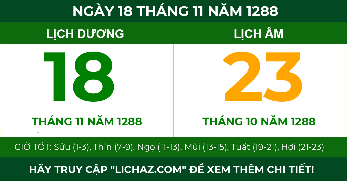 lịch âm ngày 18 tháng 11 năm 1288
