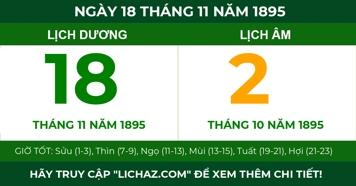 lịch âm ngày 18 tháng 11 năm 1895