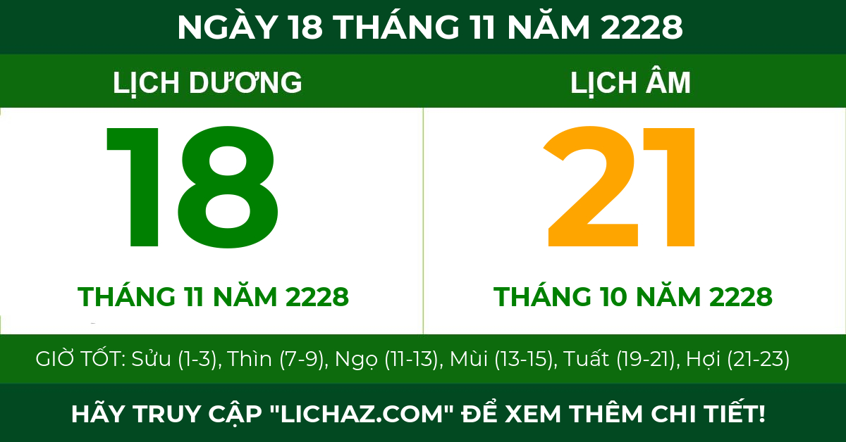 lịch âm ngày 18 tháng 11 năm 2228