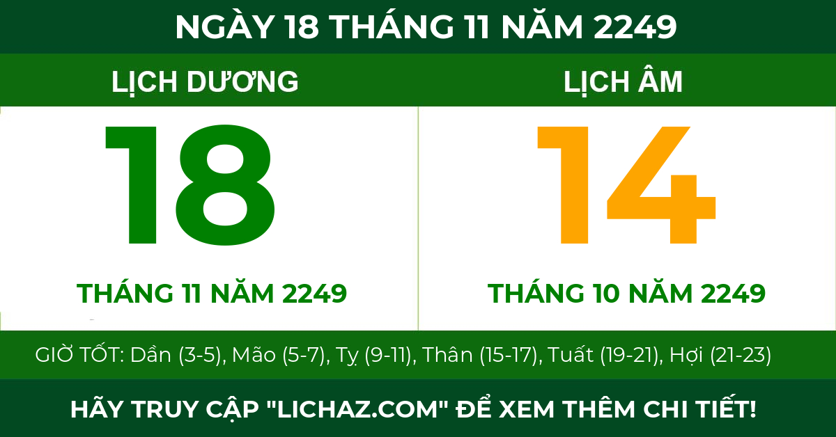 lịch âm ngày 18 tháng 11 năm 2249