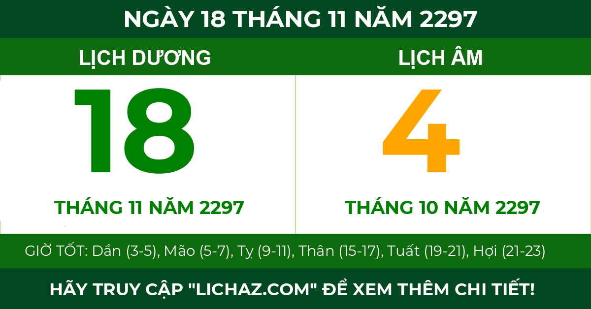 lịch âm ngày 18 tháng 11 năm 2297