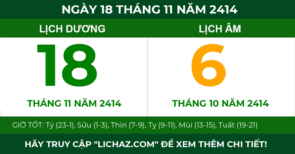 lịch âm ngày 18 tháng 11 năm 2414