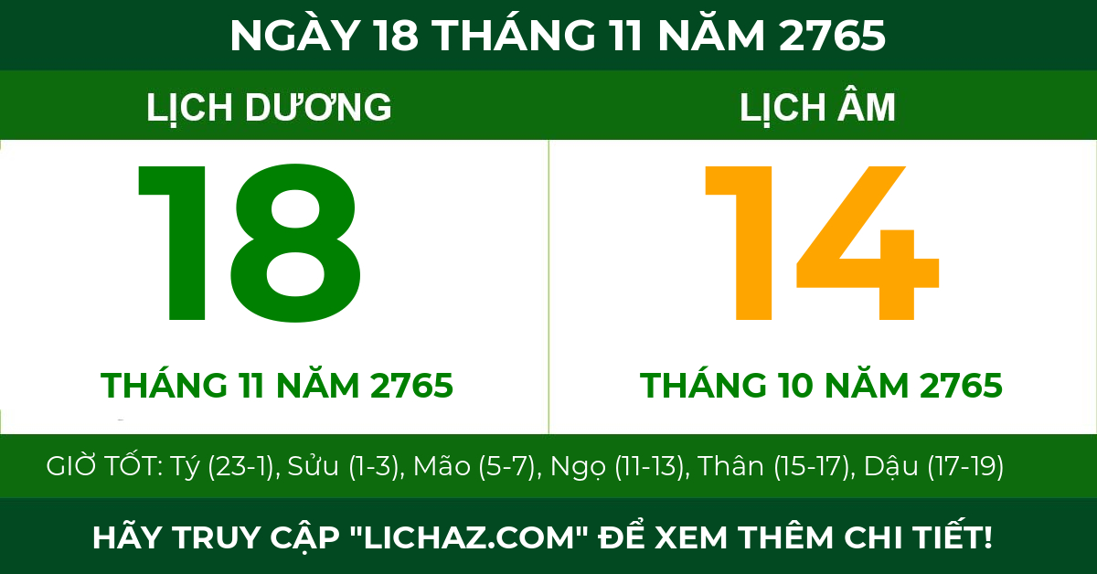 lịch âm ngày 18 tháng 11 năm 2765