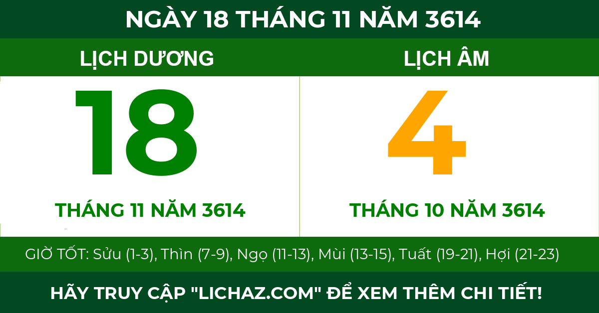lịch âm ngày 18 tháng 11 năm 3614