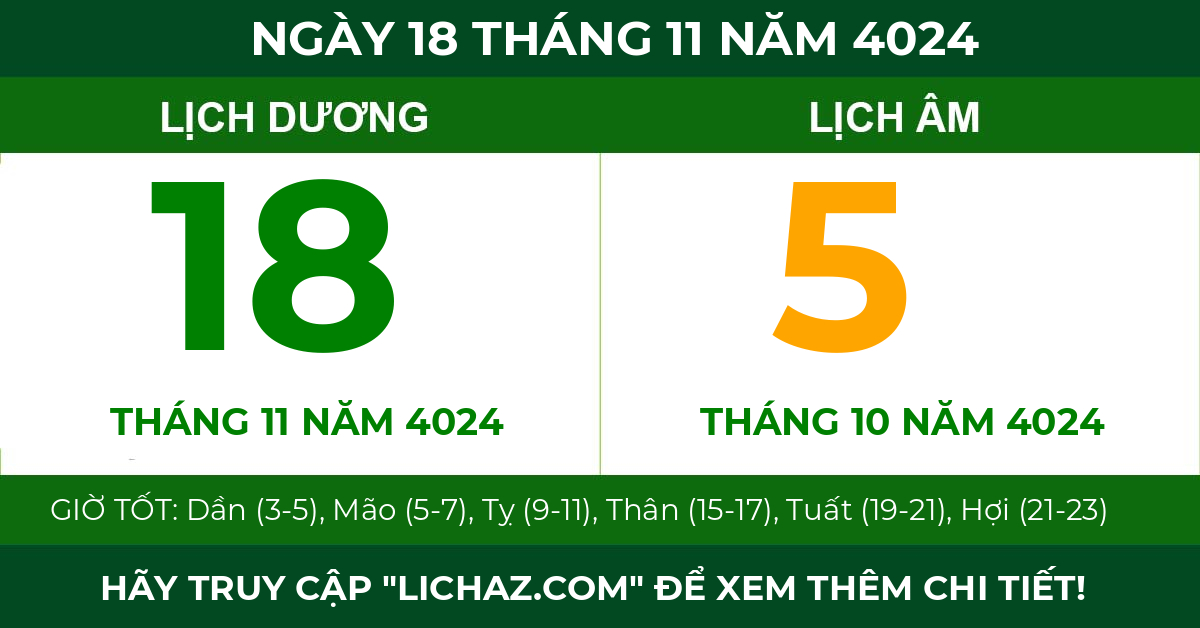 lịch âm ngày 18 tháng 11 năm 4024