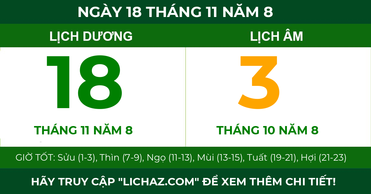 lịch âm ngày 18 tháng 11 năm 8