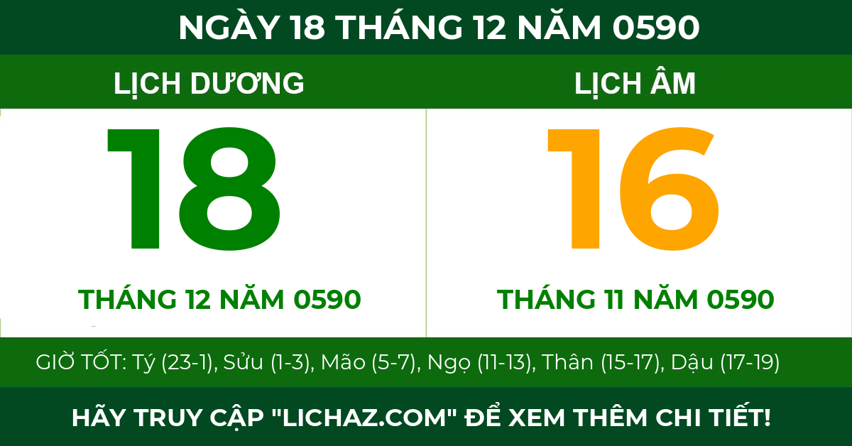 lịch âm ngày 18 tháng 12 năm 0590