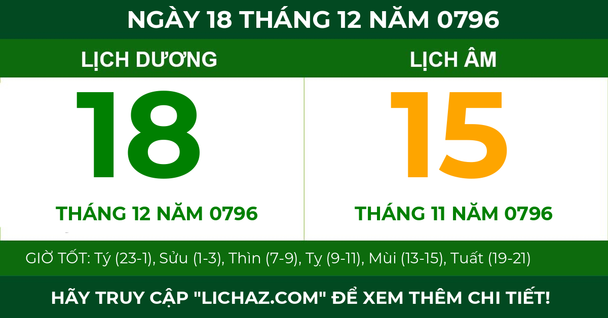 lịch âm ngày 18 tháng 12 năm 0796