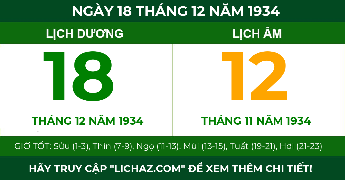 lịch âm ngày 18 tháng 12 năm 1934
