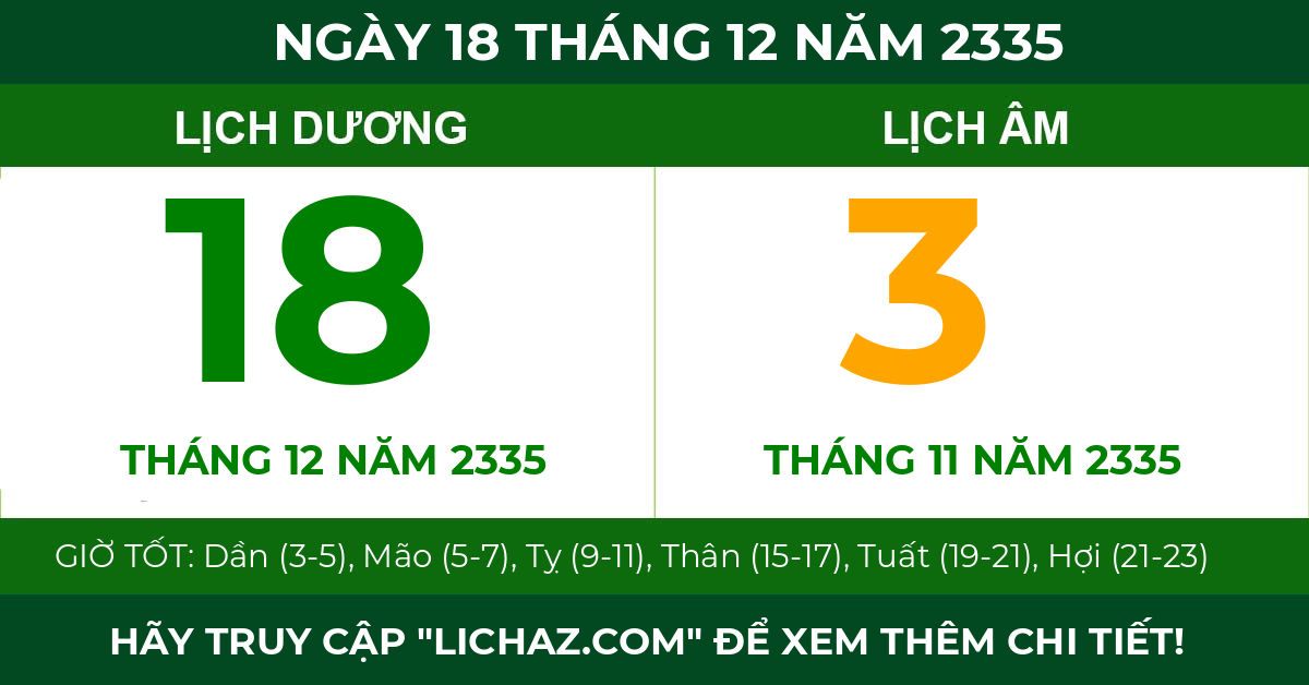 lịch âm ngày 18 tháng 12 năm 2335