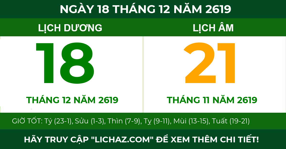 lịch âm ngày 18 tháng 12 năm 2619