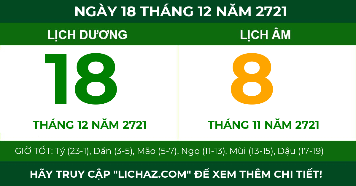 lịch âm ngày 18 tháng 12 năm 2721