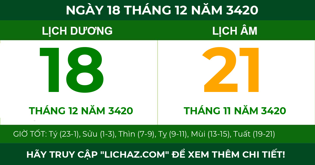 lịch âm ngày 18 tháng 12 năm 3420