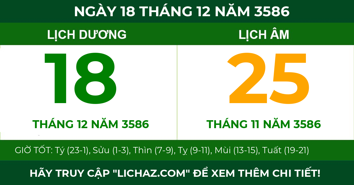 lịch âm ngày 18 tháng 12 năm 3586
