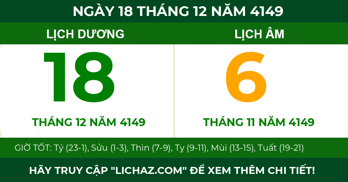 lịch âm ngày 18 tháng 12 năm 4149