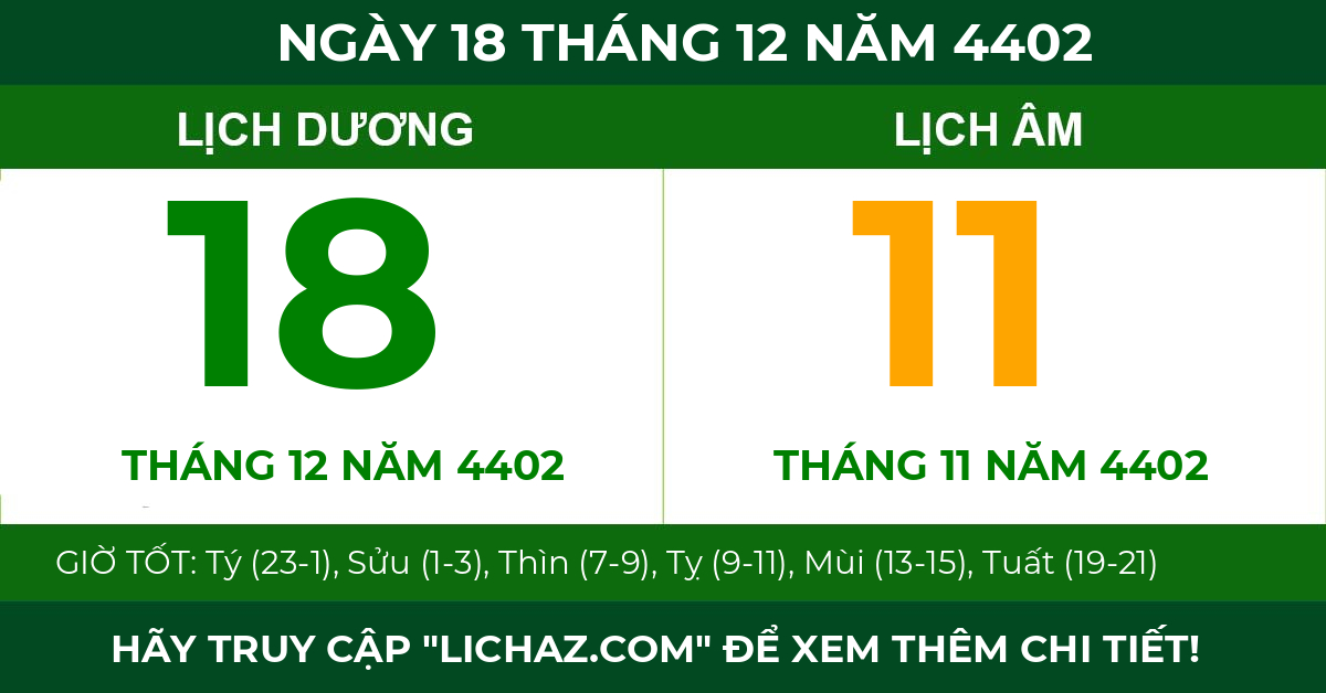 lịch âm ngày 18 tháng 12 năm 4402