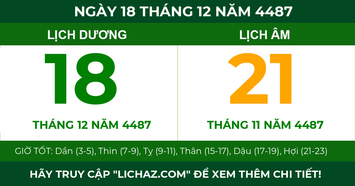 lịch âm ngày 18 tháng 12 năm 4487