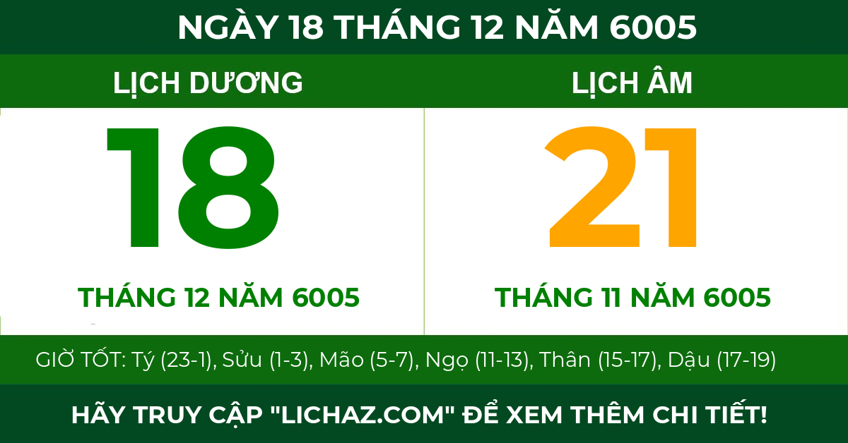 lịch âm ngày 18 tháng 12 năm 6005