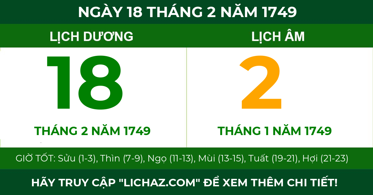 lịch âm ngày 18 tháng 2 năm 1749