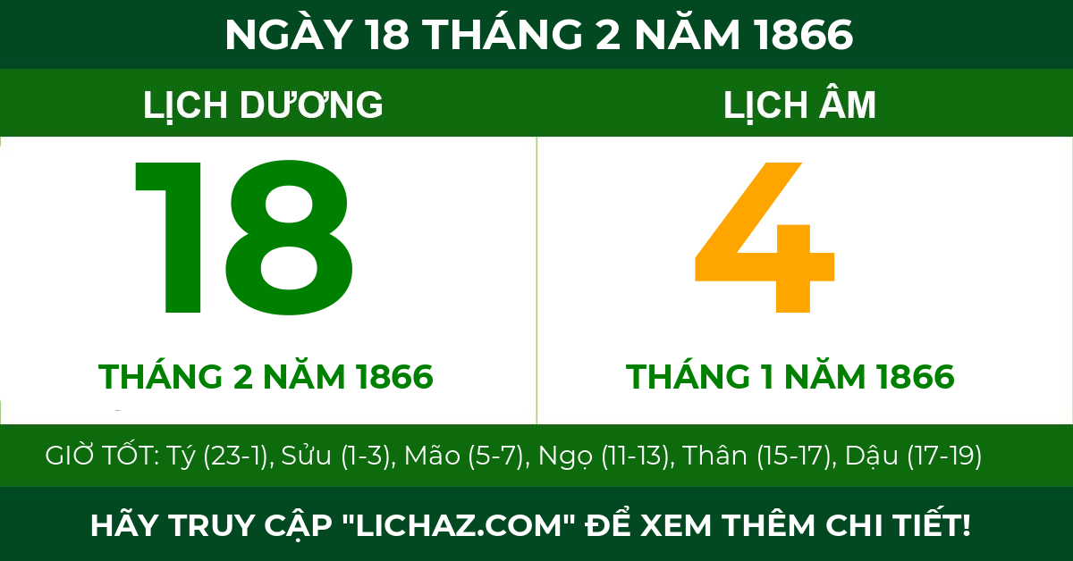 lịch âm ngày 18 tháng 2 năm 1866