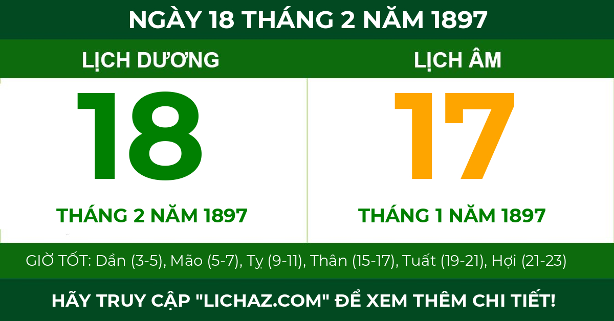 lịch âm ngày 18 tháng 2 năm 1897