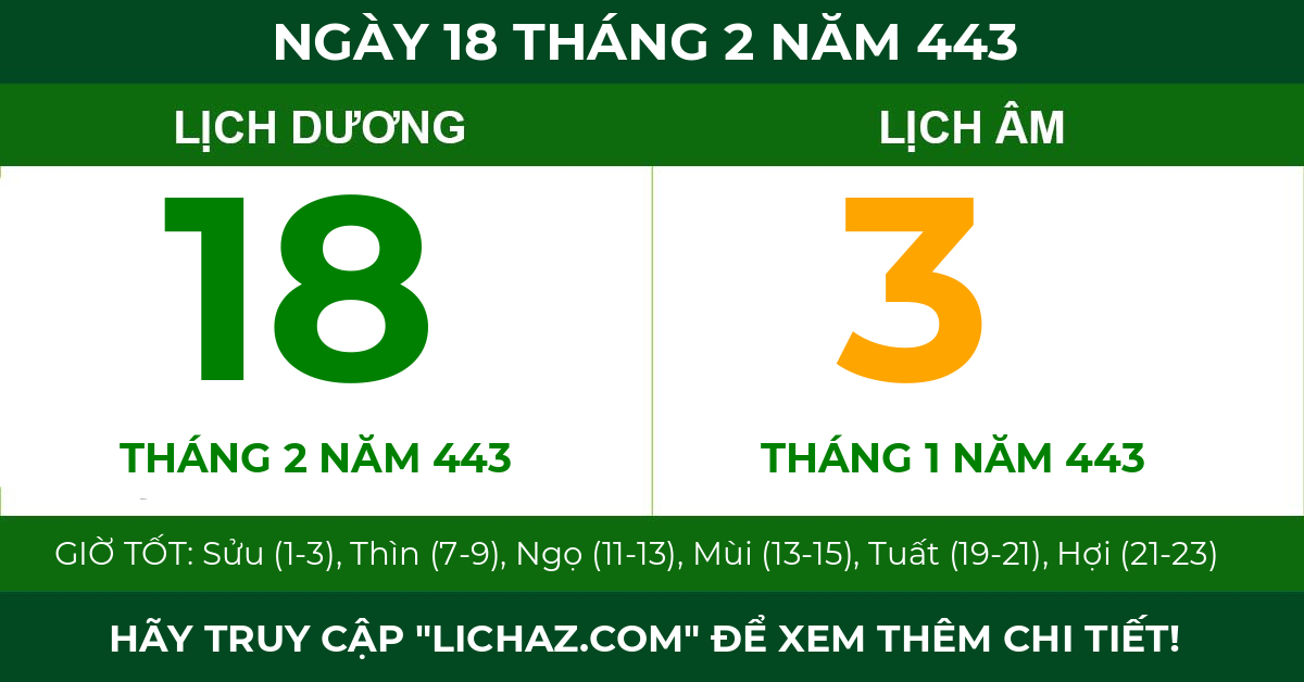 lịch âm ngày 18 tháng 2 năm 443