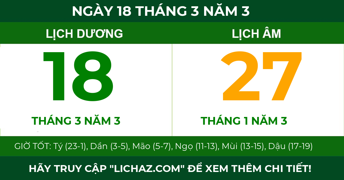 lịch âm ngày 18 tháng 3 năm 3