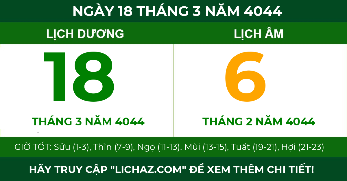 lịch âm ngày 18 tháng 3 năm 4044