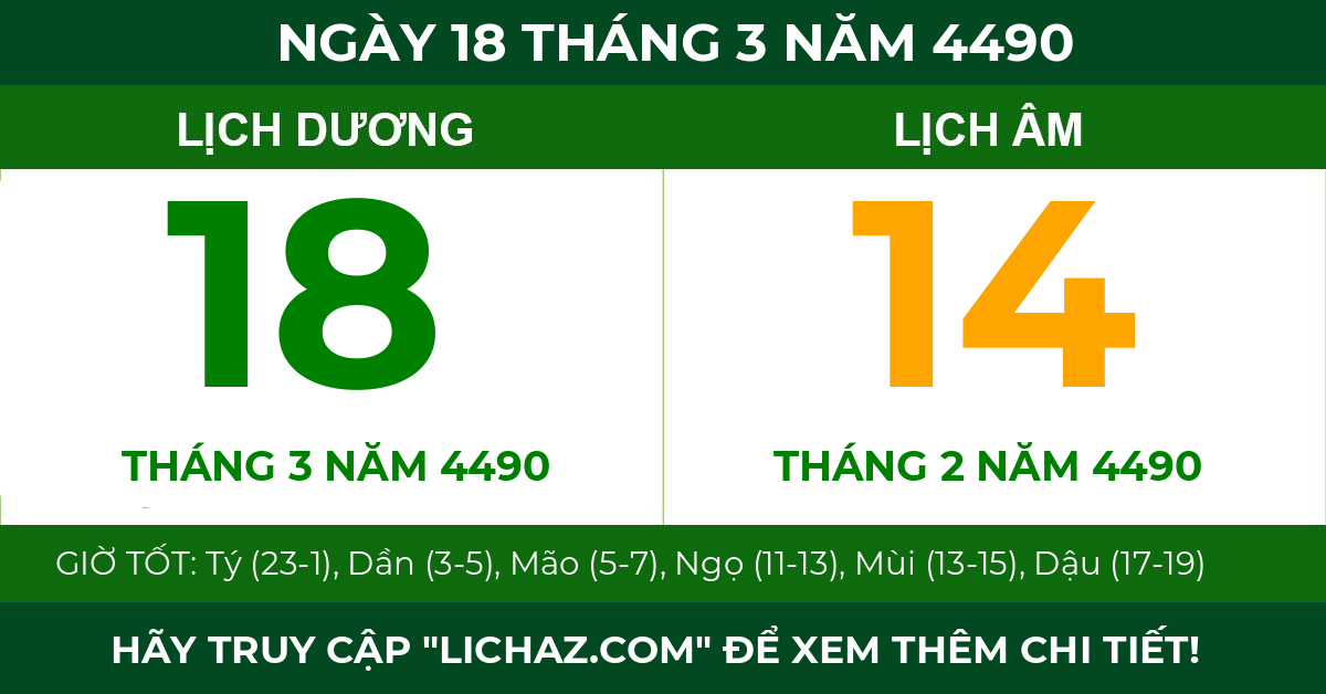 lịch âm ngày 18 tháng 3 năm 4490