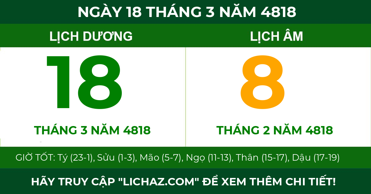 lịch âm ngày 18 tháng 3 năm 4818