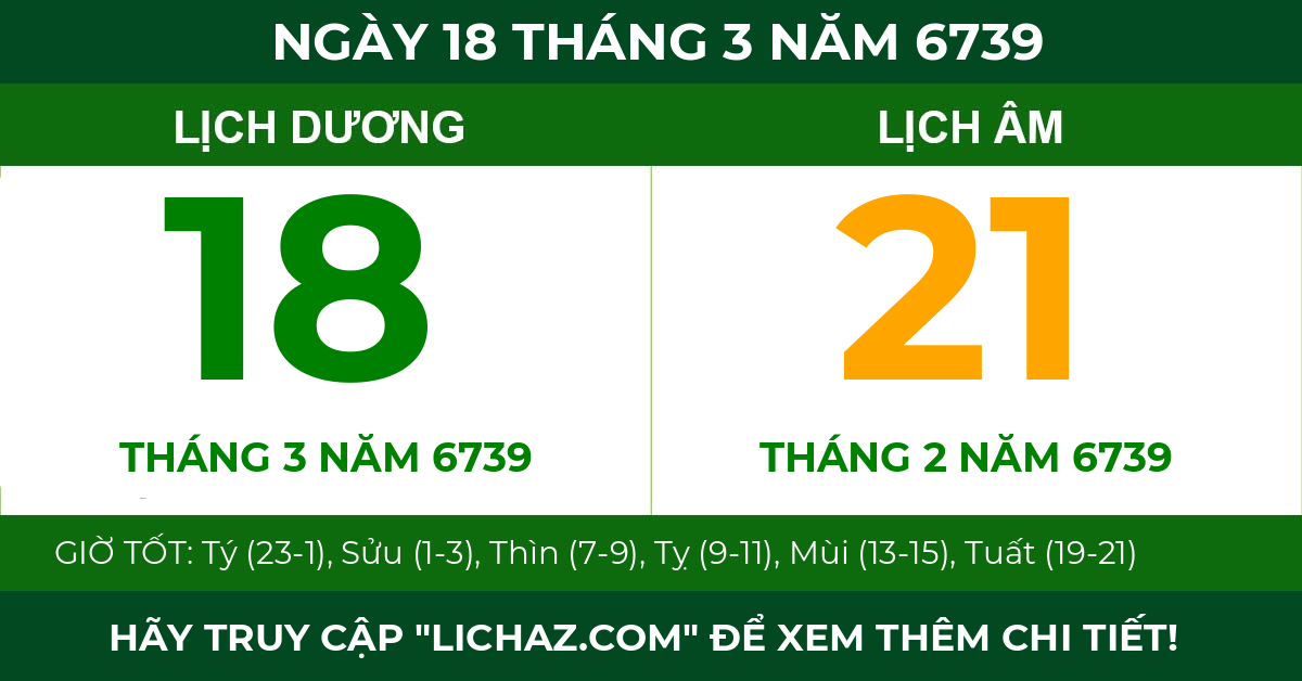 lịch âm ngày 18 tháng 3 năm 6739