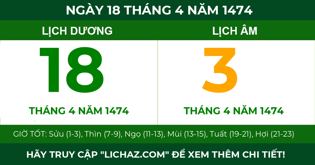lịch âm ngày 18 tháng 4 năm 1474