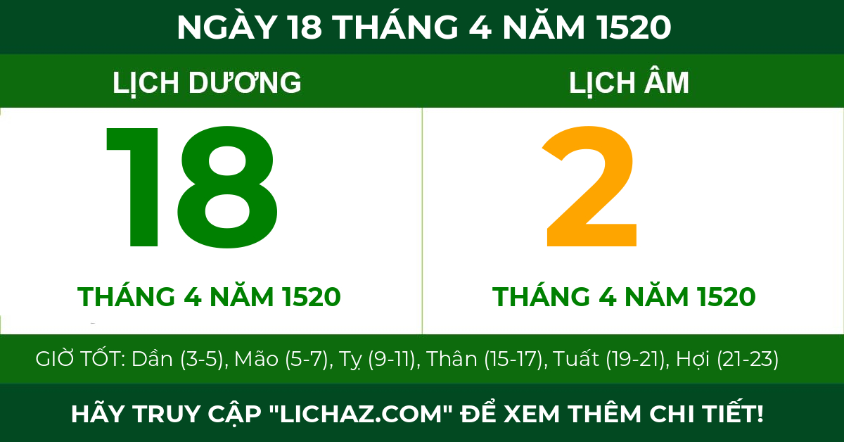 lịch âm ngày 18 tháng 4 năm 1520