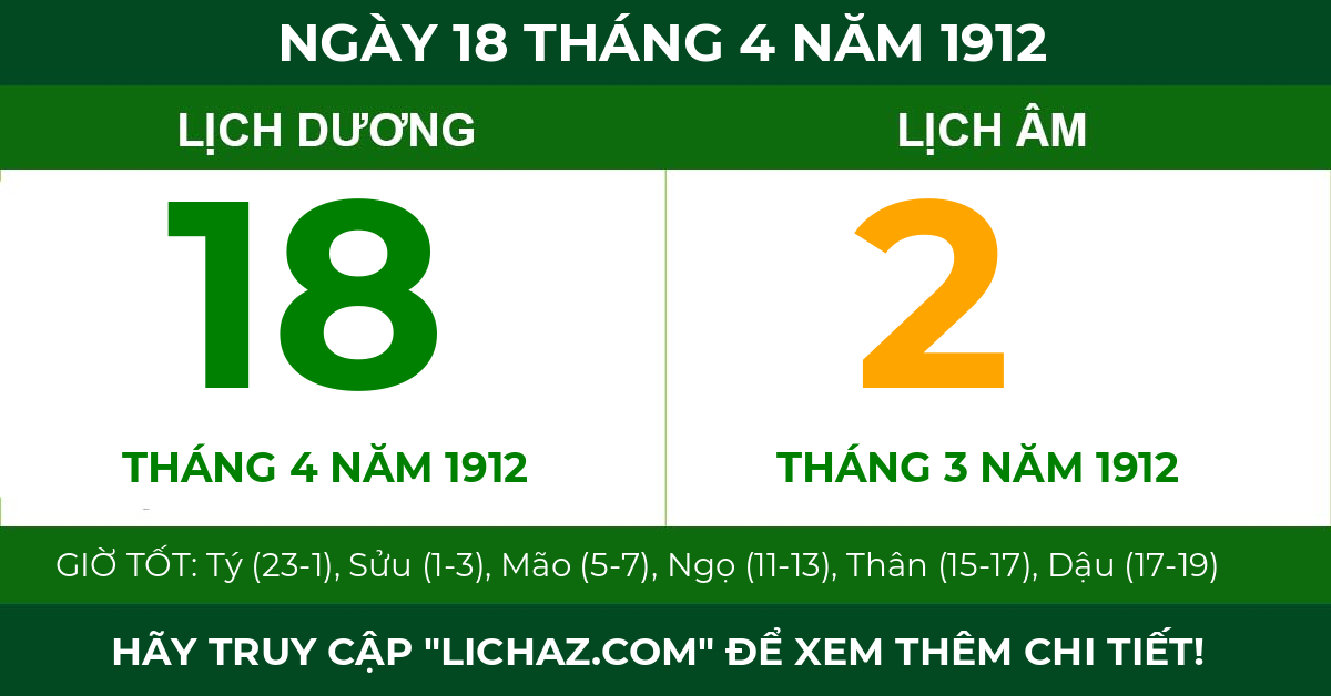 lịch âm ngày 18 tháng 4 năm 1912