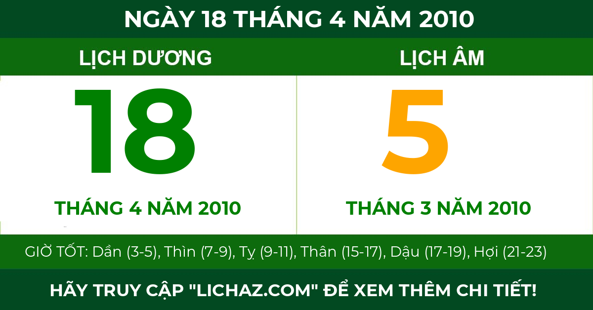 lịch âm ngày 18 tháng 4 năm 2010