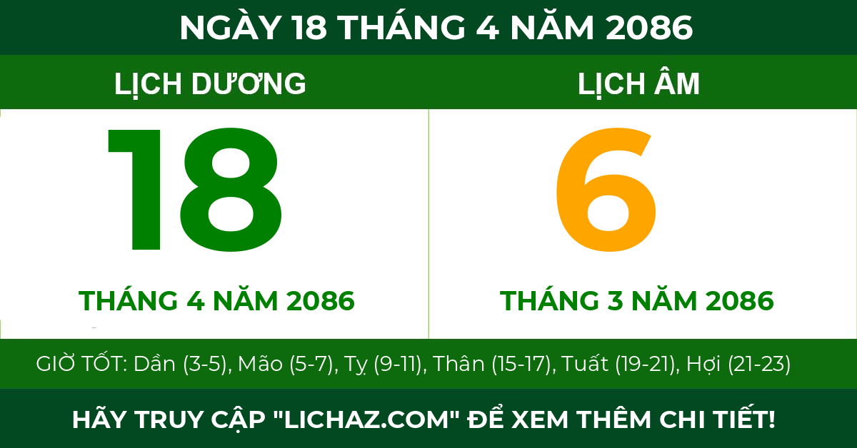 lịch âm ngày 18 tháng 4 năm 2086
