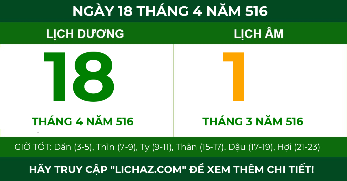 lịch âm ngày 18 tháng 4 năm 516