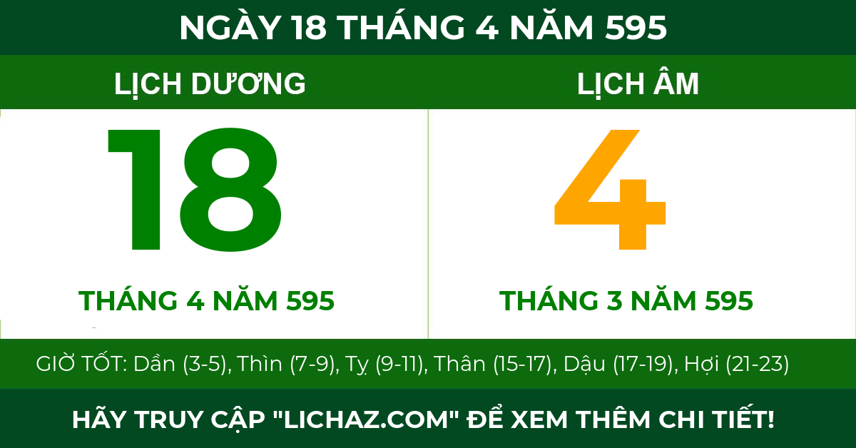 lịch âm ngày 18 tháng 4 năm 595