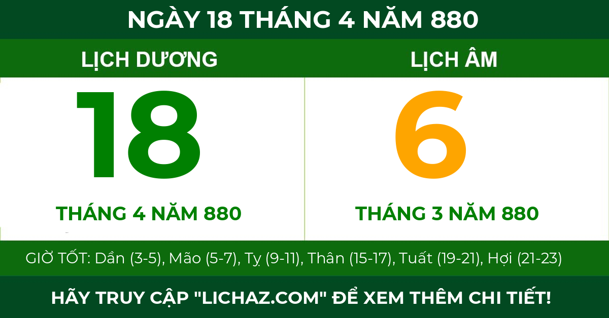 lịch âm ngày 18 tháng 4 năm 880