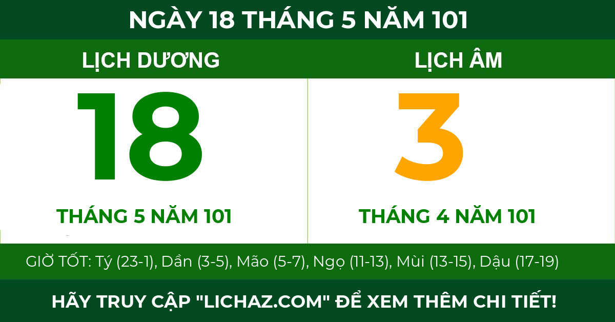 lịch âm ngày 18 tháng 5 năm 101