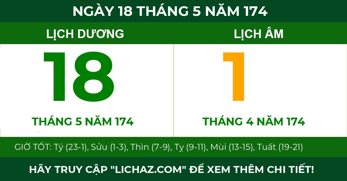 lịch âm ngày 18 tháng 5 năm 174