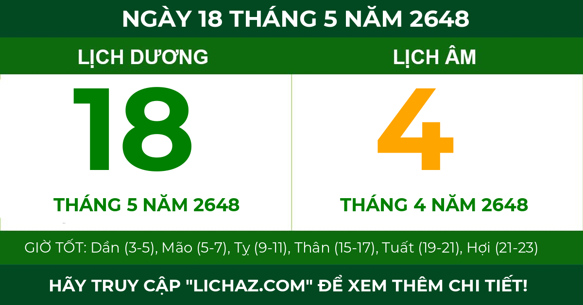 lịch âm ngày 18 tháng 5 năm 2648