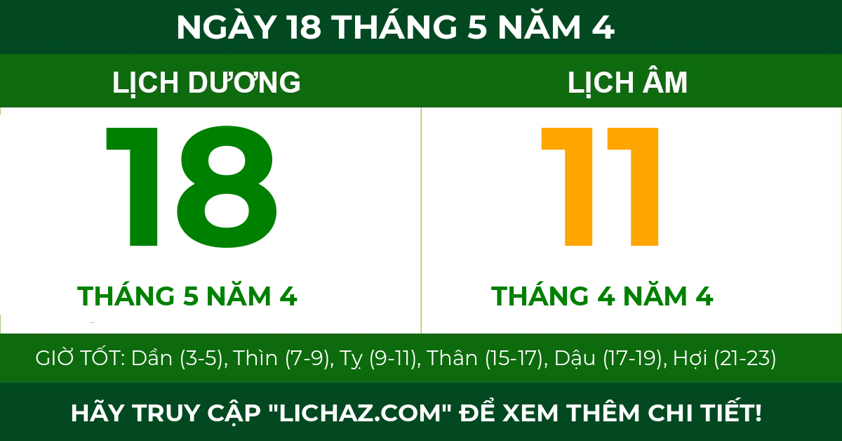 lịch âm ngày 18 tháng 5 năm 4