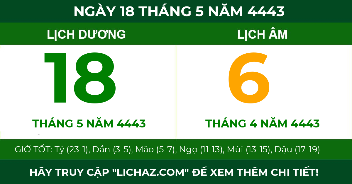 lịch âm ngày 18 tháng 5 năm 4443