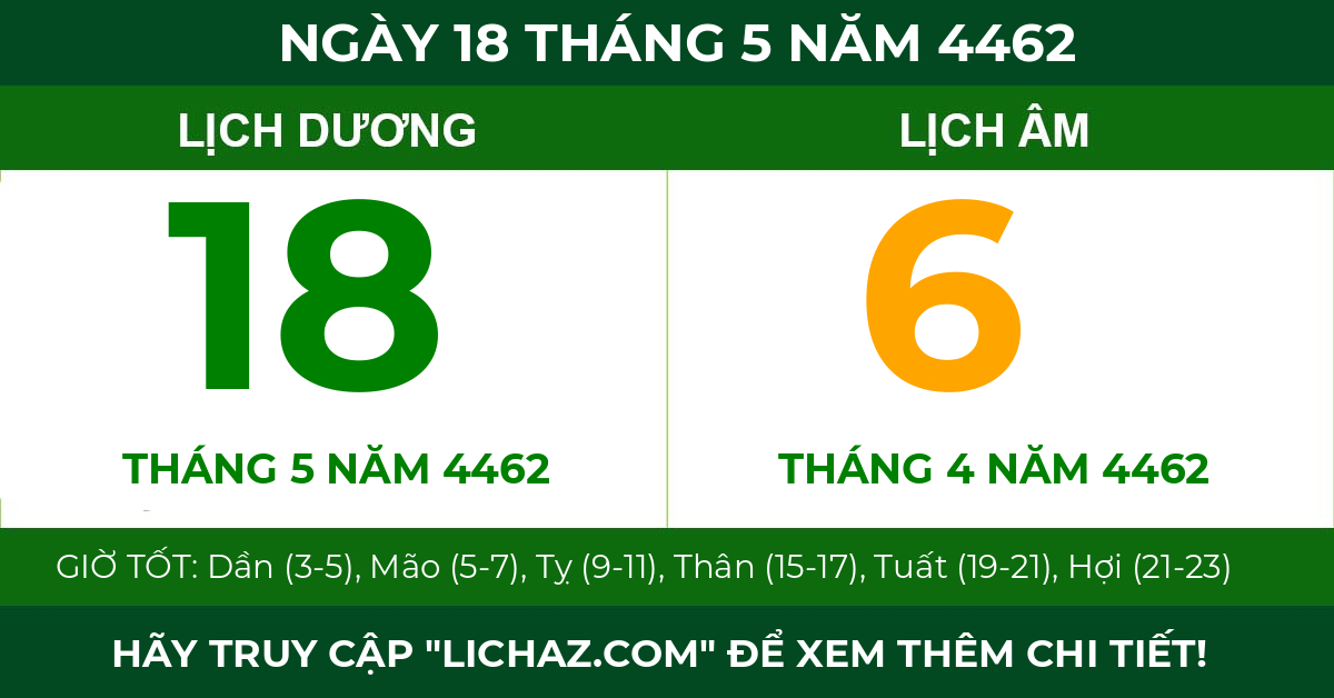 lịch âm ngày 18 tháng 5 năm 4462