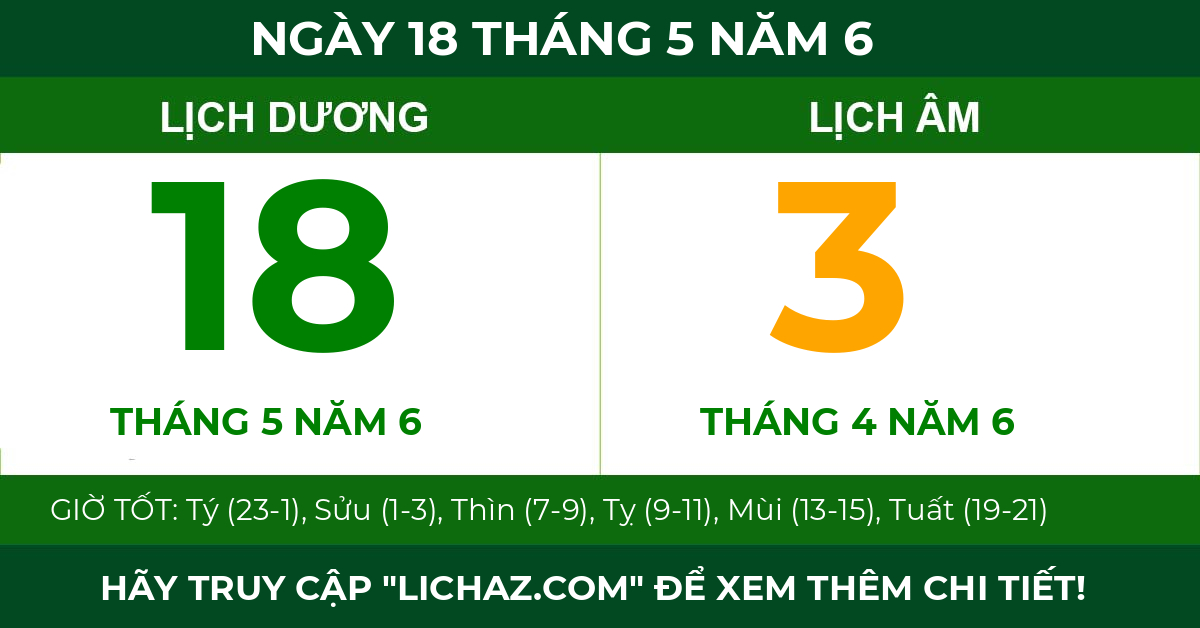 lịch âm ngày 18 tháng 5 năm 6