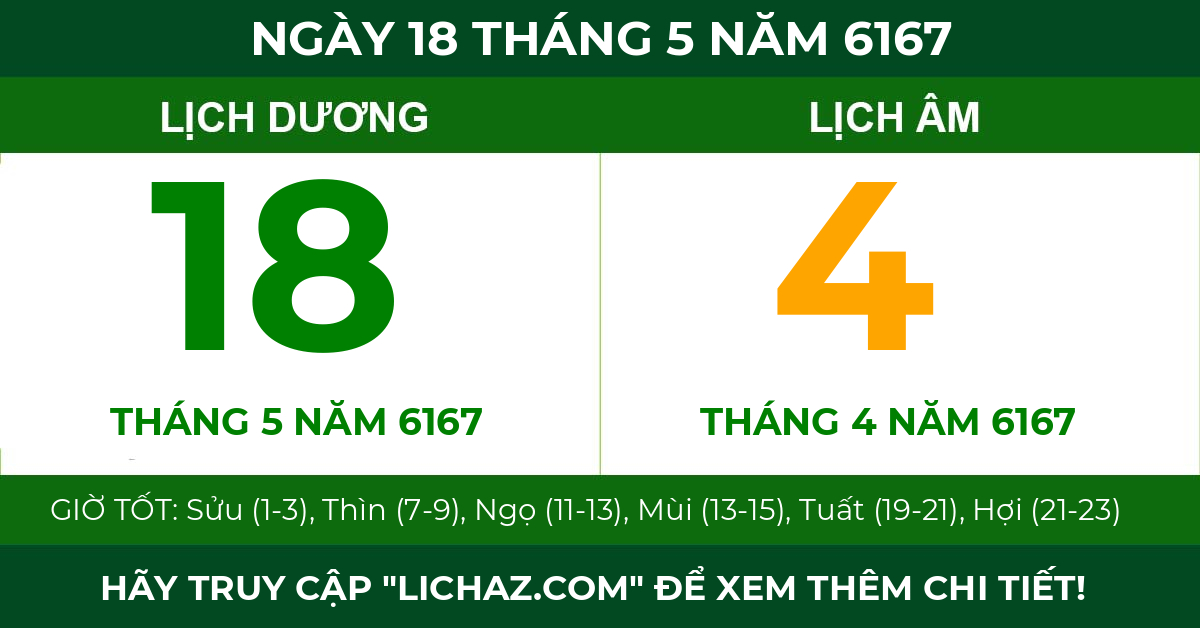 lịch âm ngày 18 tháng 5 năm 6167