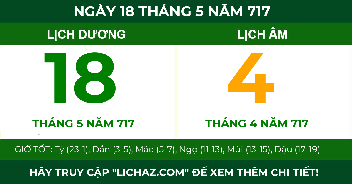 lịch âm ngày 18 tháng 5 năm 717