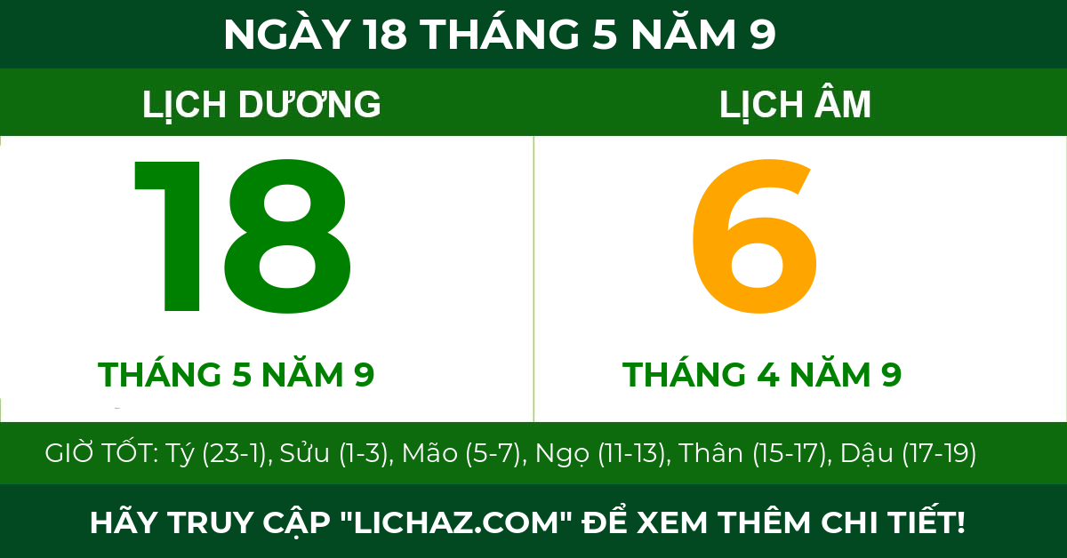 lịch âm ngày 18 tháng 5 năm 9